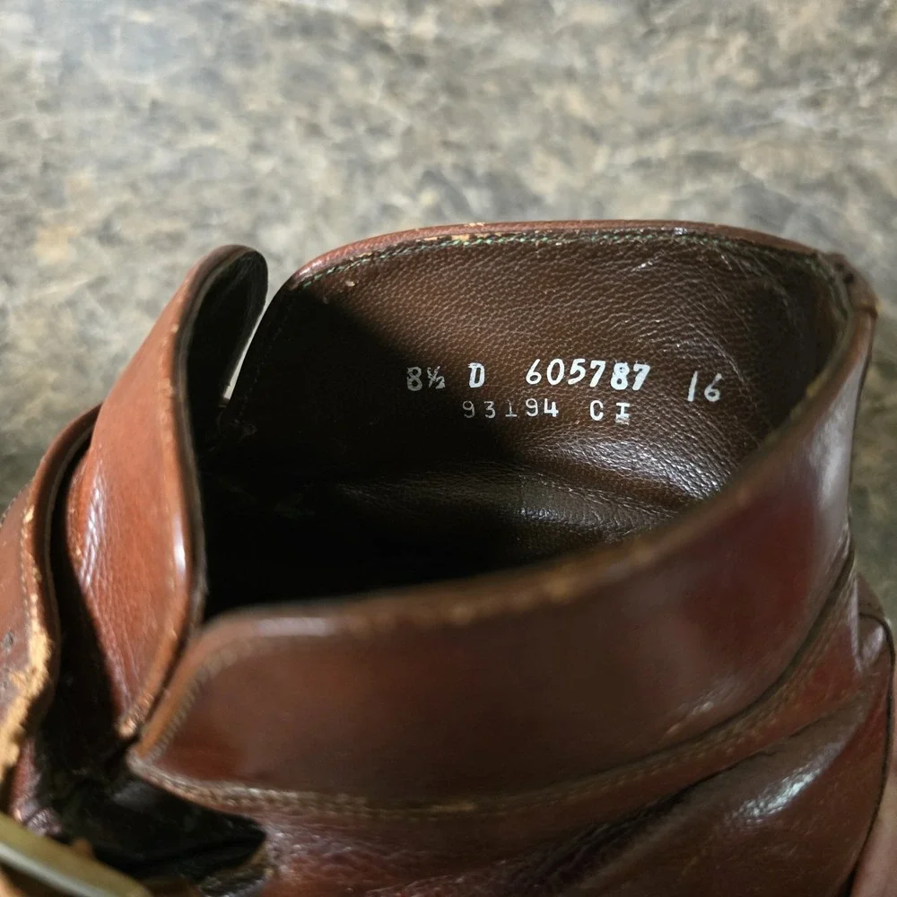 Mens Leather Florsheim Brown Monk Strap Ankle Boots, Size US 8.5 D